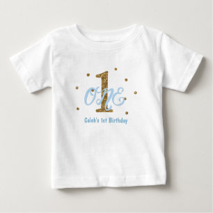 T-shirt Pour Bébé Fête d'anniversaire personnalisée pour garçons Blu