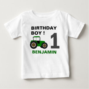 T-shirt Pour Bébé Fête d'anniversaire tracteur de ferme vert