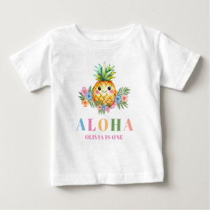 T-shirt Pour Bébé Fête d'anniversaire tropicale estivale avec un ana