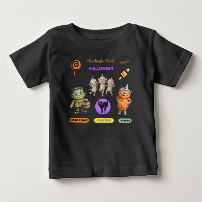 T-shirt Pour Bébé Fête de costume d'Halloween Monstres danse amusant (Devant)