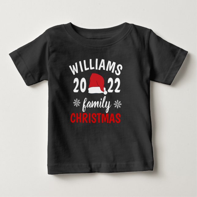 T-shirt Pour Bébé Fête de famille personnalisée Noël 2022 (Devant)