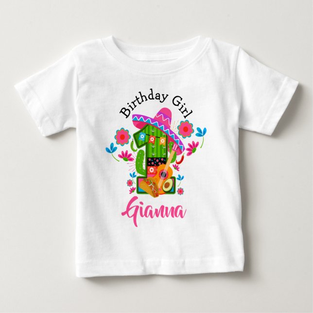 T-shirt Pour Bébé Fête de la première fille anniversaire | Mexique | (Devant)