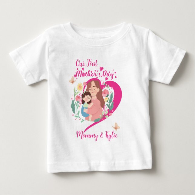T-shirt Pour Bébé Fête de la Première Mère - Mère et fille (Devant)