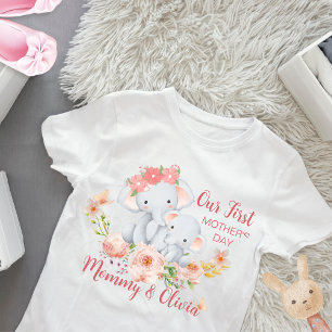 T-shirt Pour Bébé Fête des mères de bébé personnalisé Eléphant