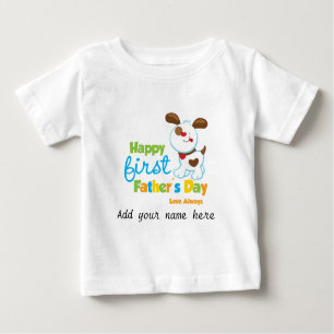 T-shirt Pour Bébé Fête des pères heureuse de chiot première
