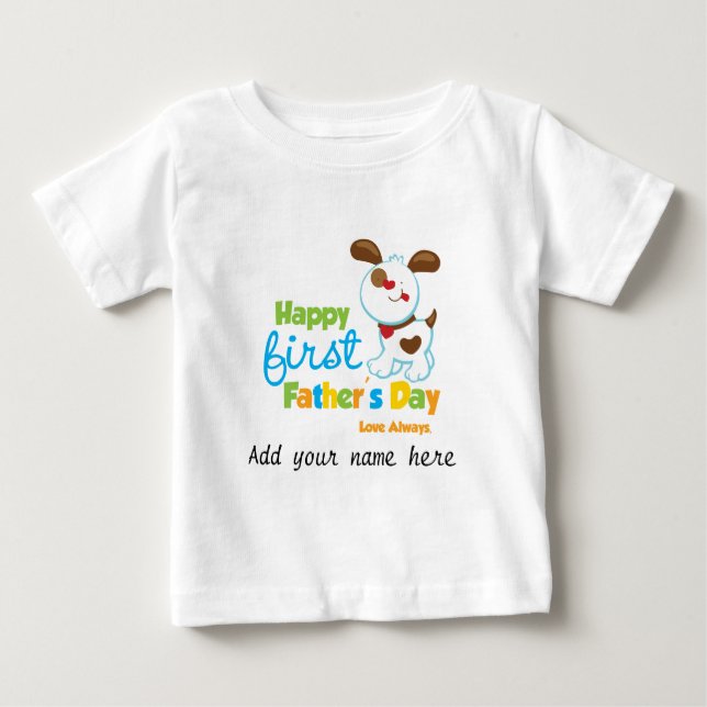 T-shirt Pour Bébé Fête des pères heureuse de chiot première (Devant)