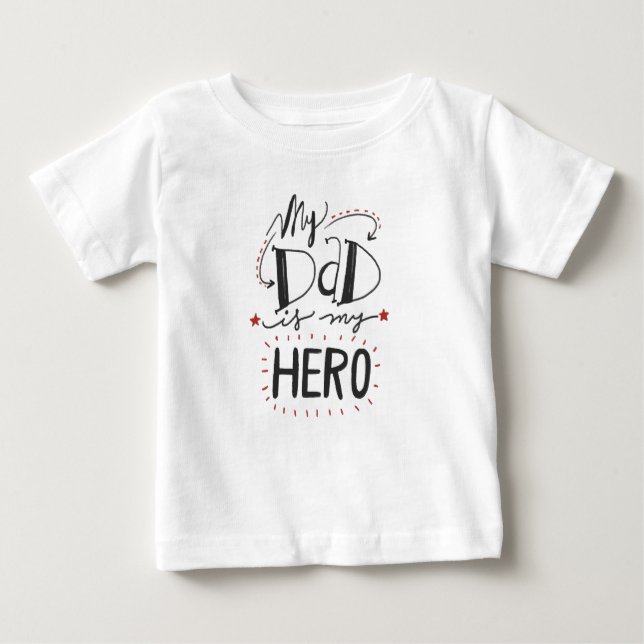T-shirt Pour Bébé Fête des pères - "Mon père est mon héros" (Devant)