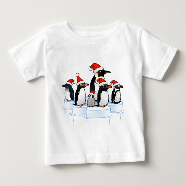 T-shirt Pour Bébé Fête des pingouins de Noël (Devant)