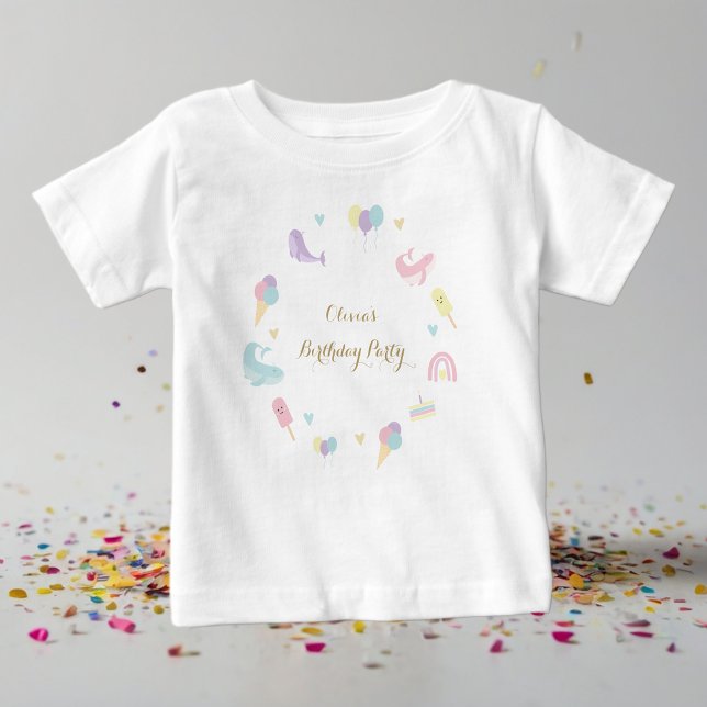 T-shirt Pour Bébé Fête d'été Crème glacée Calligraphie Anniversaire (Créateur téléchargé)