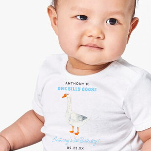 T-shirt Pour Bébé Fête du 1er anniversaire de One Silly Goose Boys
