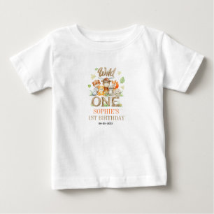 T-shirt Pour Bébé Fête du 1er anniversaire de Wild One Animal Safa