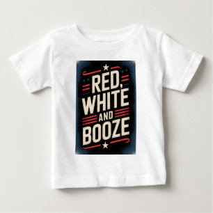 T-shirt Pour Bébé Fête du 4 juillet Booze Rouge Blanc et Booze