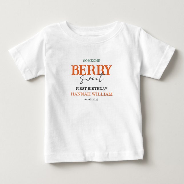T-shirt Pour Bébé Fête du premier anniversaire de Berry Sweet Strawb (Devant)