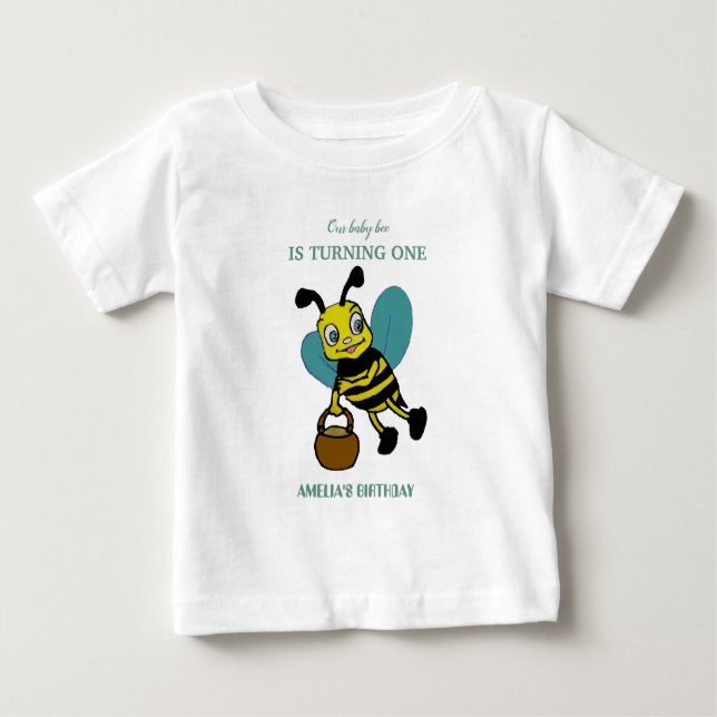 T-shirt Pour Bébé Fête du premier anniversaire personnalisée (Devant)