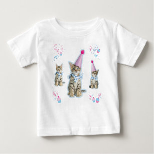 T-shirt Pour Bébé FÊTE FÊTE Cupcake Anniversaire Kitten Célébration