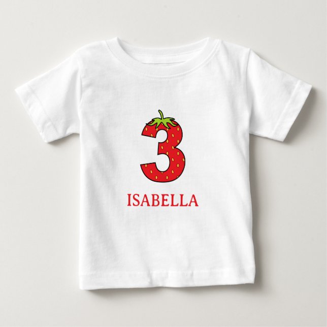 T-shirt Pour Bébé Fête thème fraise 3 ans  (Devant)