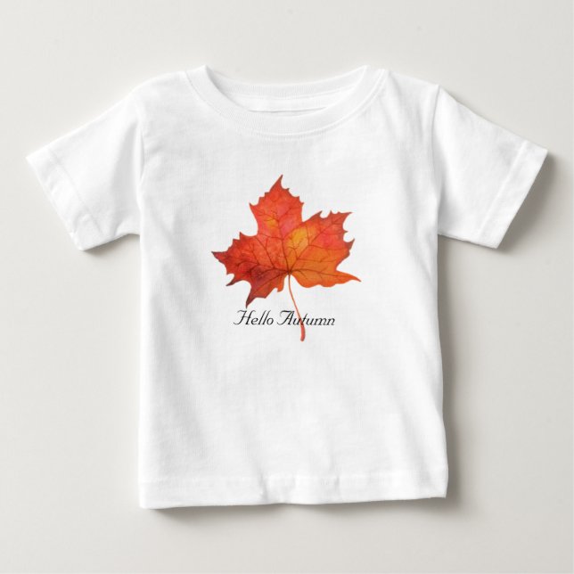 T-shirt Pour Bébé Feuille d'érable aquarelle (Devant)