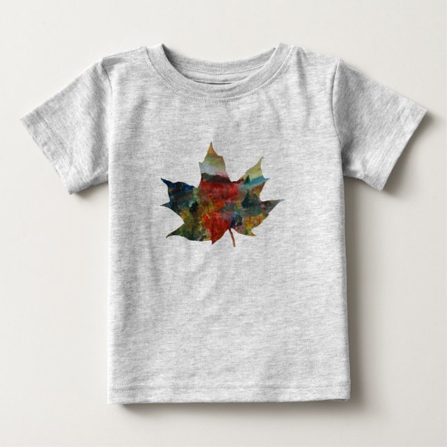T-shirt Pour Bébé Feuille, Feuilles d'automne Art Bocombinaison (Devant)