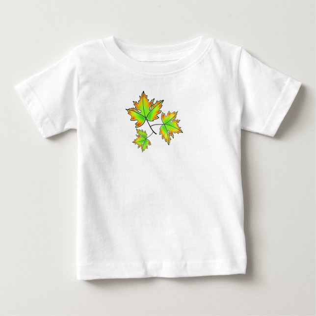 T-shirt Pour Bébé feuille verte feuille feuille rouge feuille jaune (Devant)