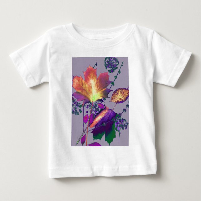 T-shirt Pour Bébé Feuilles d'automne à Lilac (Devant)