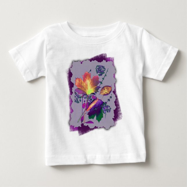 T-shirt Pour Bébé Feuilles d'automne à Lilac avec pourpre (Devant)