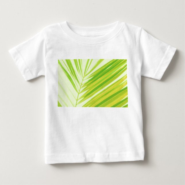 T-shirt Pour Bébé Feuilles de palmier pastel vert pâle (Devant)