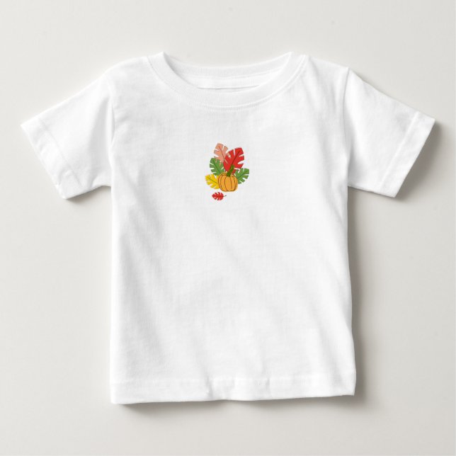 T-shirt Pour Bébé Feuilles et citrouille (Devant)