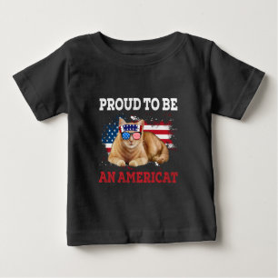 T-shirt Pour Bébé Fier d'être Américat Cat USA Drapeau Happy Quatriè