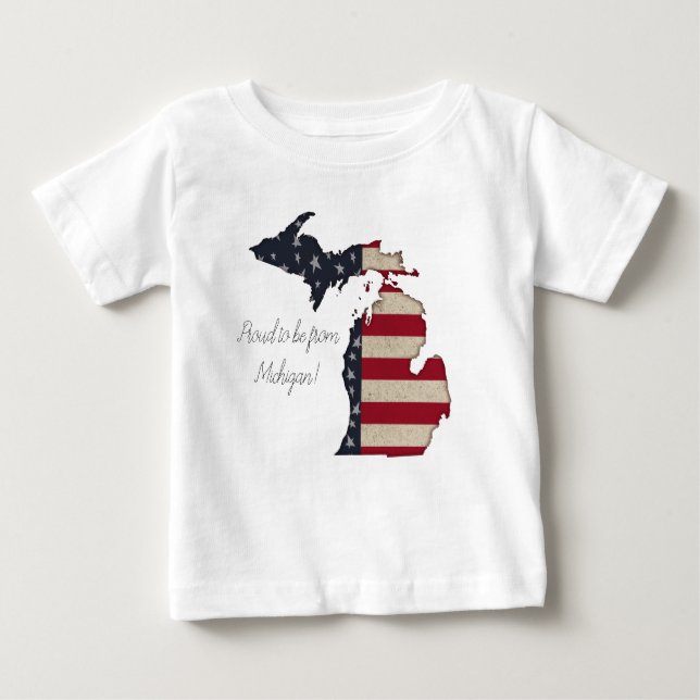 T-shirt Pour Bébé Fier D'Être Du Michigan | Patriotique (Devant)