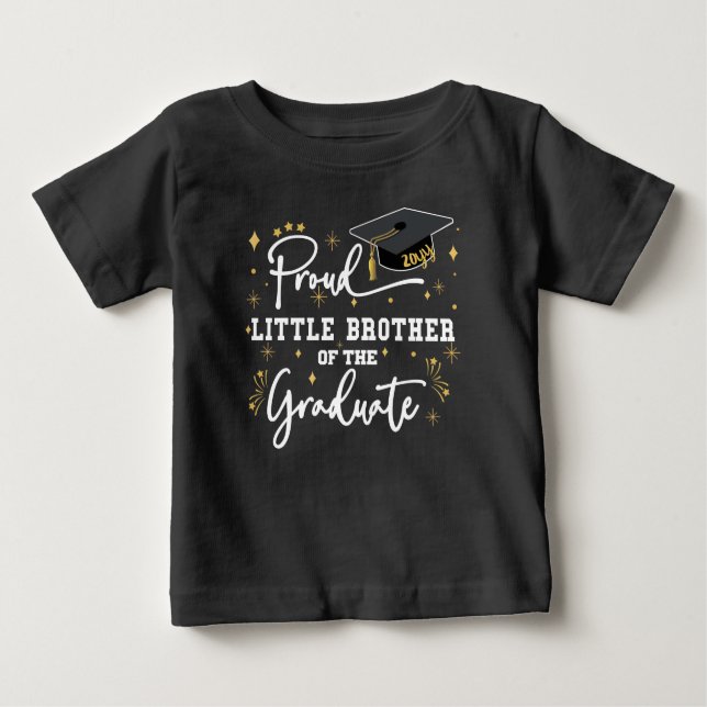 T-shirt Pour Bébé Fier Petit Frère Du Diplômé | Black (Devant)