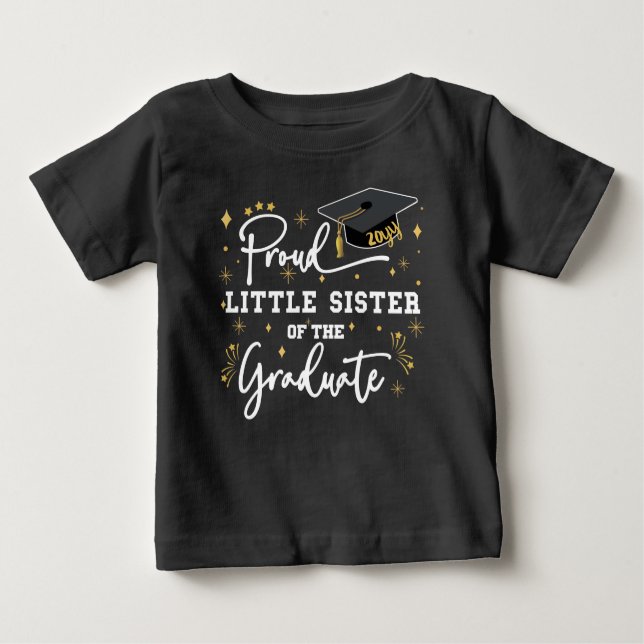T-shirt Pour Bébé Fière Petite Soeur Du Diplômé | Black (Devant)