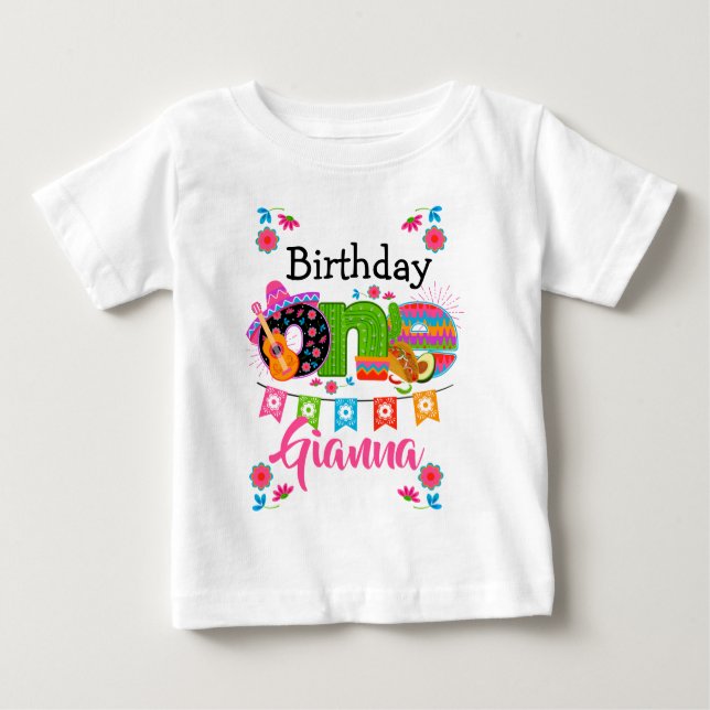 T-shirt Pour Bébé Fiesta d'anniversaire un | Fête mexicaine  (Devant)
