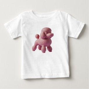 T-shirt Pour Bébé Figurine de chien caniche rose minimaliste
