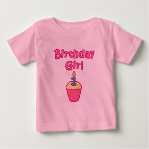 T-shirt Pour Bébé Fille 1 d'anniversaire de petit gâteau