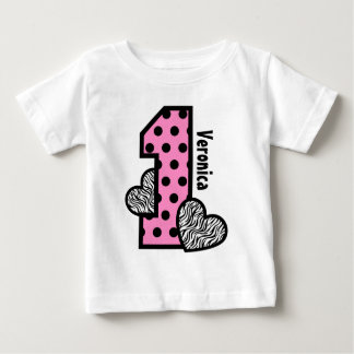 T-shirt Pour Bébé FILLE 1er anniversaire PINK Pois Zebra Hearts