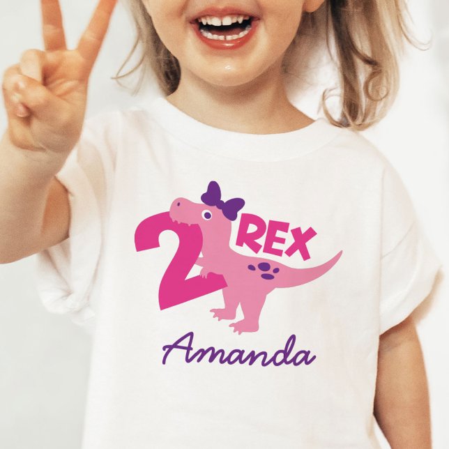 T-shirt Pour Bébé Fille 2e anniversaire Baby Dinosaur chemise person (Créateur téléchargé)