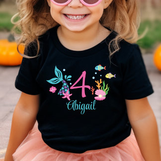 T-shirt Pour Bébé Fille 4e anniversaire Mermaid Tail mer personnalis