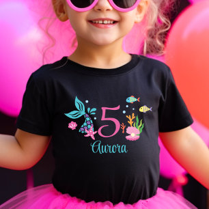 T-shirt Pour Bébé Fille 5e anniversaire Mermaid Tail mer personnalis