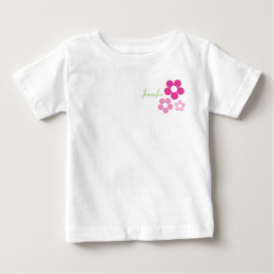 T-shirt Pour Bébé Fille à fleurs avec nom - T-shirt bébé