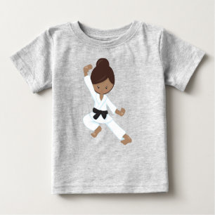 T-shirt Pour Bébé Fille afro-américaine, ceinture noire, fille karat