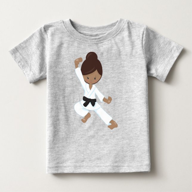 T-shirt Pour Bébé Fille afro-américaine, ceinture noire, fille karat (Devant)