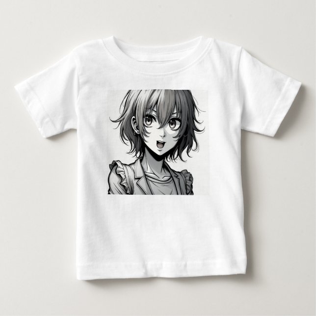 T-shirt Pour Bébé Fille Anime | Conception de personnage dynamique d (Devant)