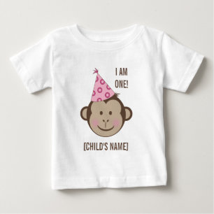 T-shirt Pour Bébé Fille Anniversaire Monkey Face Shirt