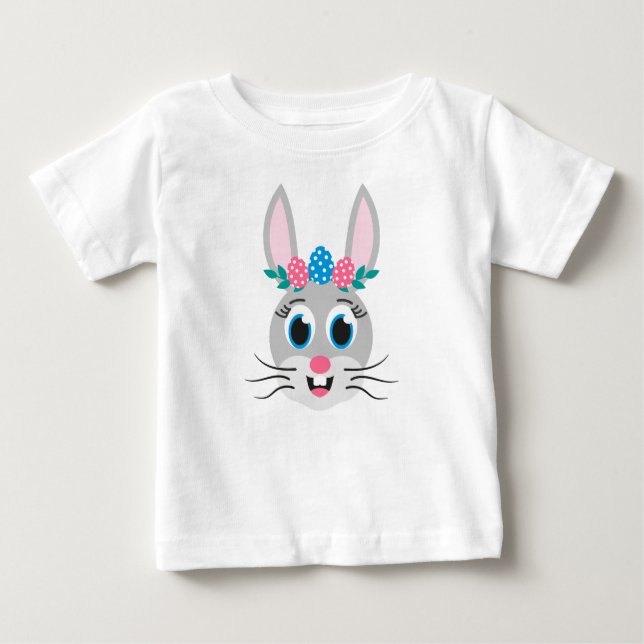 T-shirt Pour Bébé Fille au visage de lapin-32885 (Devant)