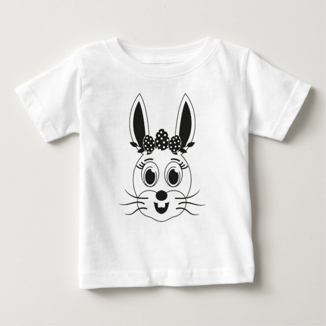 T-shirt Pour Bébé Fille au visage de lapin-32885 (Devant)