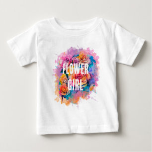 T-shirt Pour Bébé Fille aux fleurs bouquet aquarelle moderne