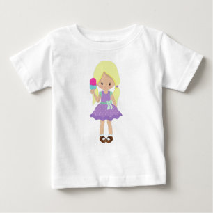 T-shirt Pour Bébé Fille Avec Crème De Glace, Petite Fille, Cheveux B