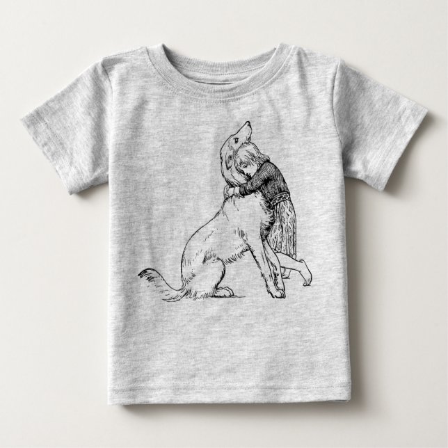 T-shirt Pour Bébé fille chien ligne art fille (Devant)