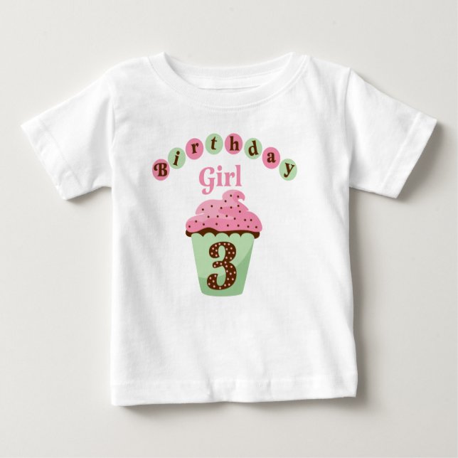 T-shirt Pour Bébé Fille d'anniversaire 3 ans (Devant)