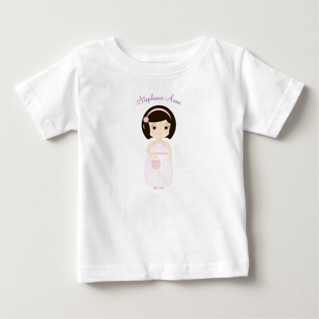 T-shirt Pour Bébé Fille d'anniversaire à la table de cadeaux (Devant)